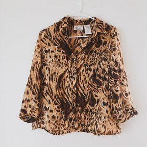 90's Cheetah/Tiger Print Blouse